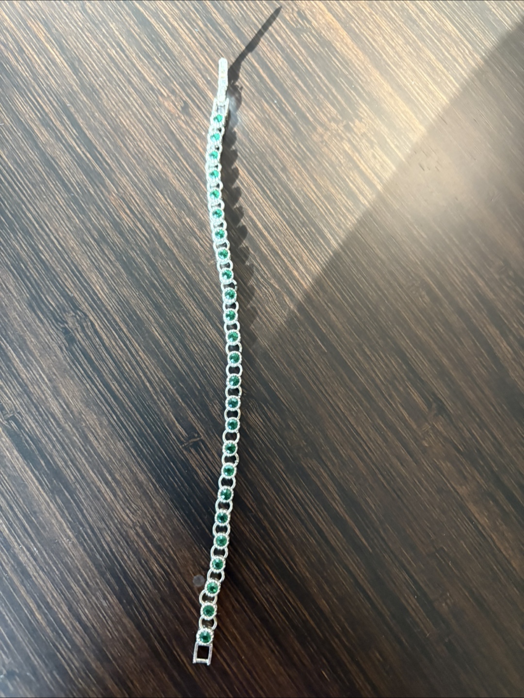 Green Rhinestone Chain Bracelet - photo 2