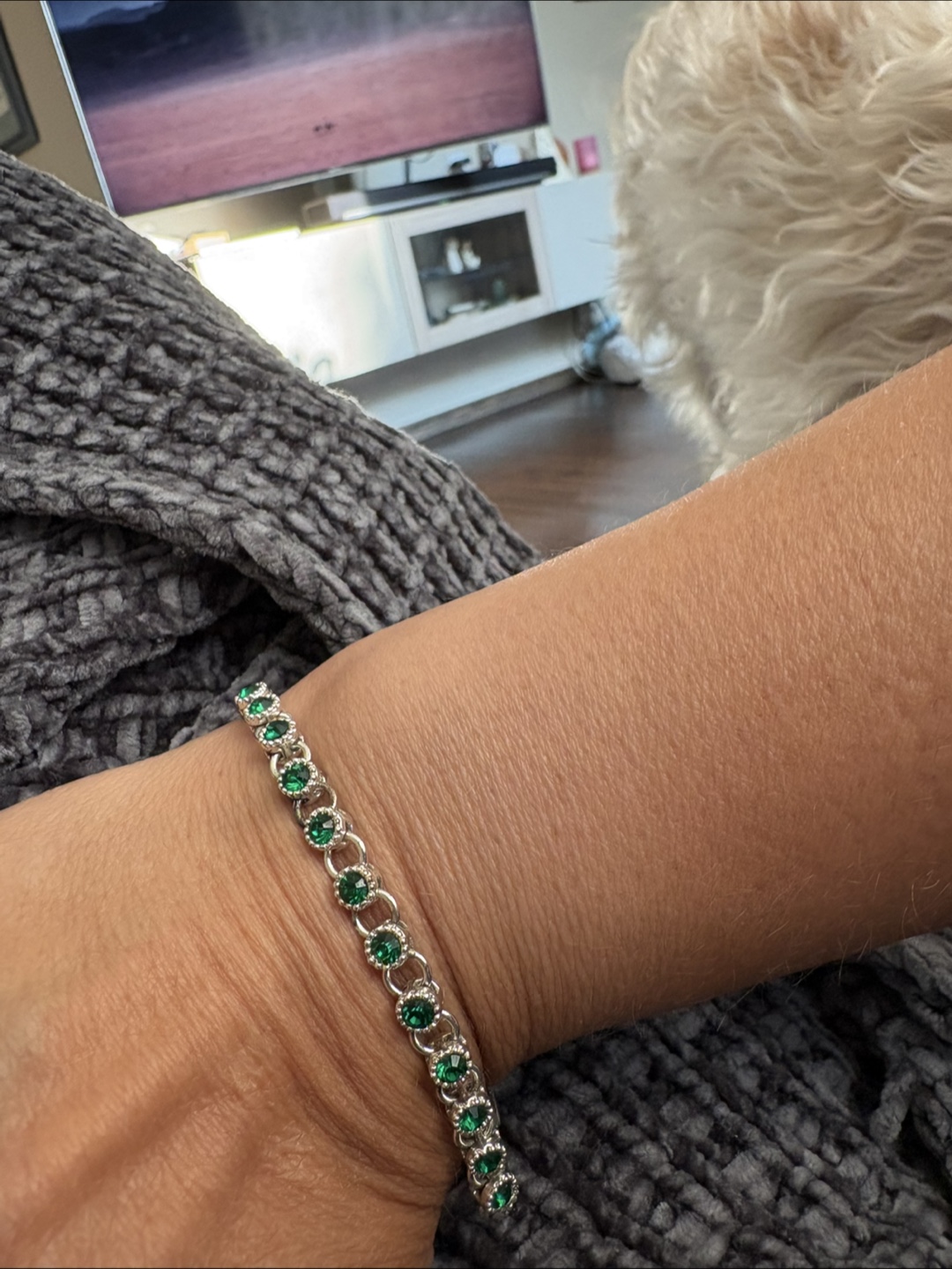 Green Rhinestone Chain Bracelet