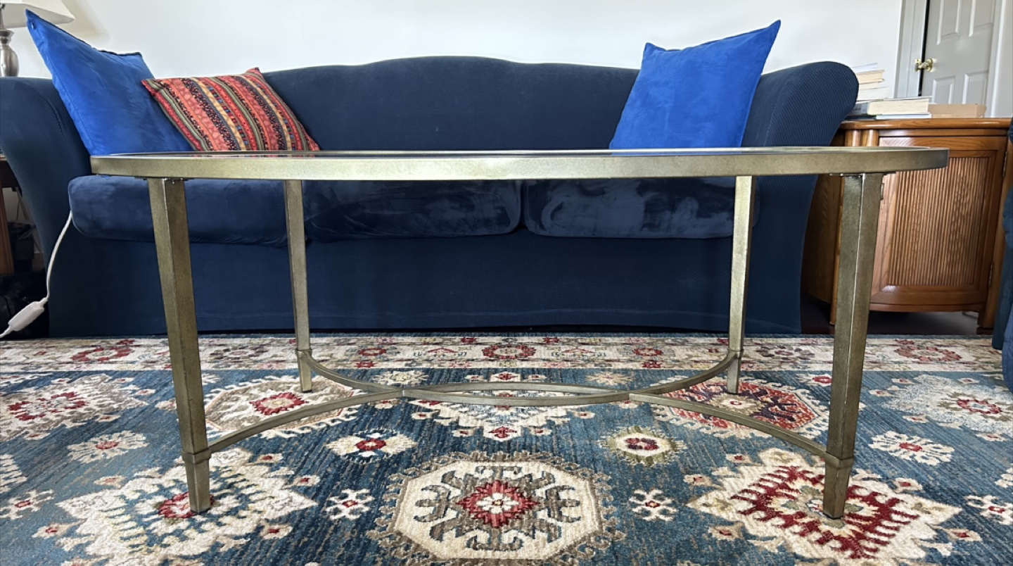 Oval Glass Top Coffee Table - Antique-style brass finish - photo 4