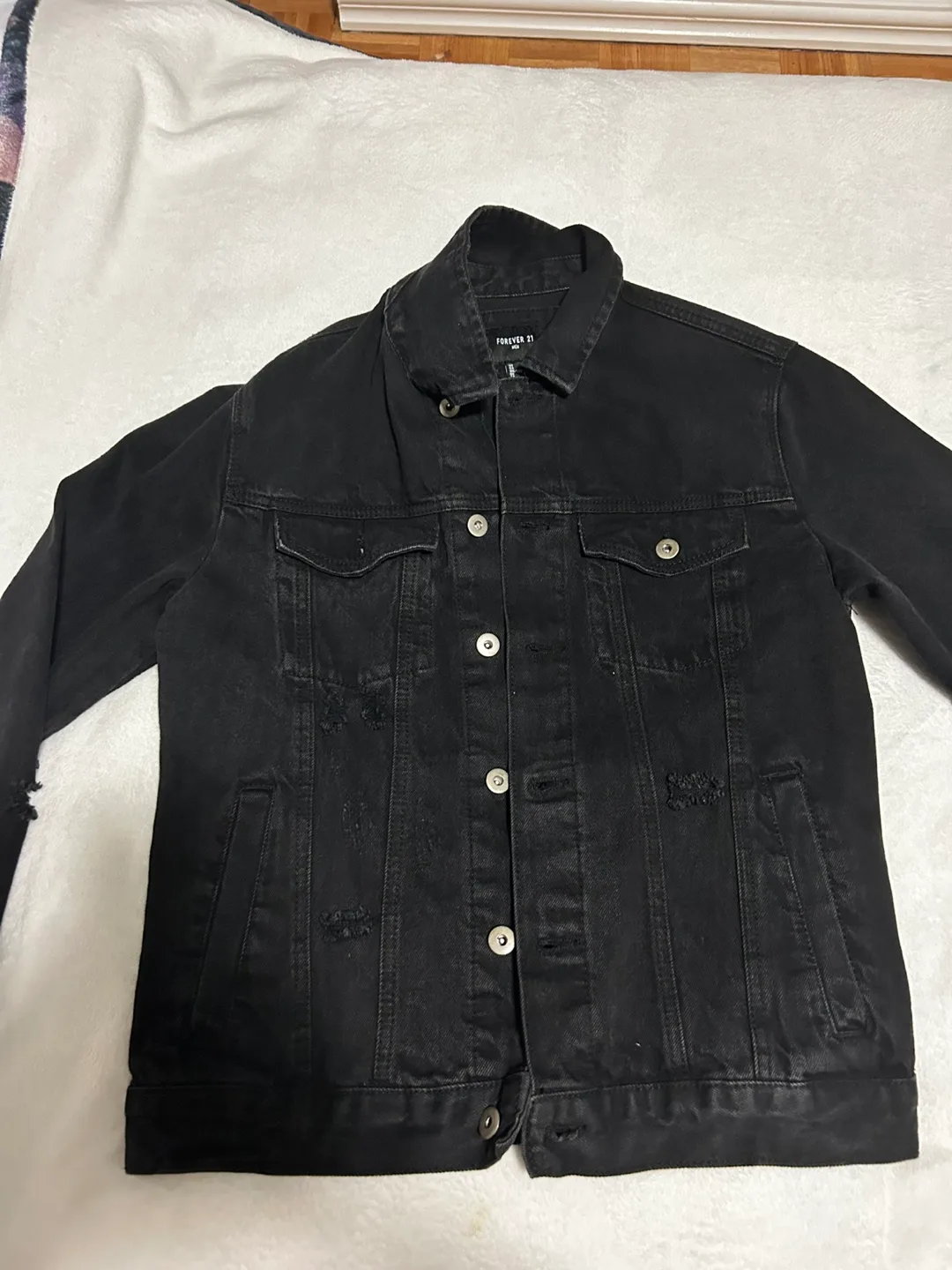 Black Ripped Denim Jacket thumbnail