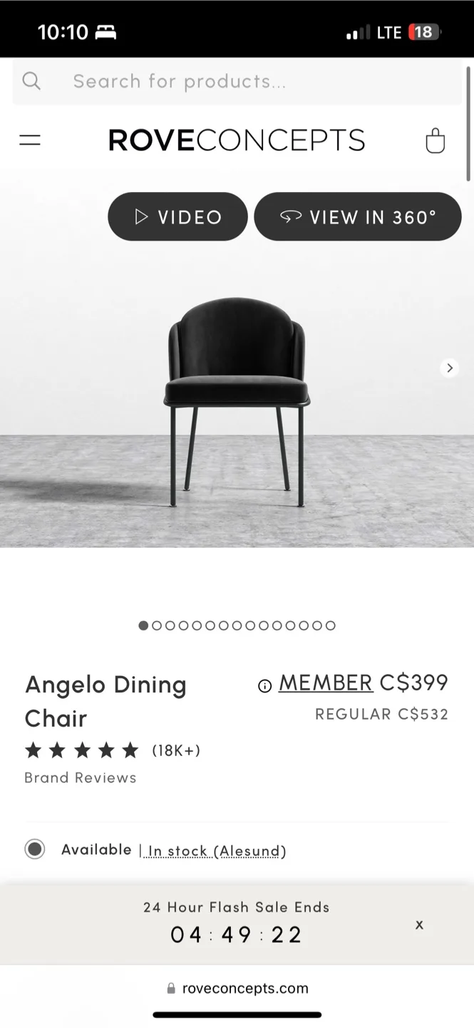 Rove Concepts Angelo Dining Chair - Black thumbnail