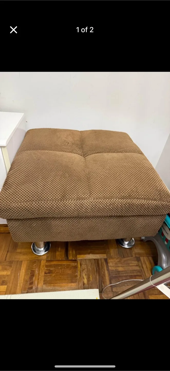 Brown Ottoman with Silver Legs