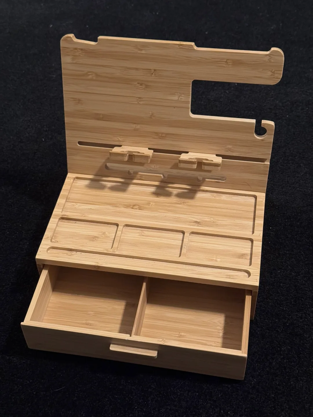 Bamboo Phone Docking Station with Drawer thumbnail