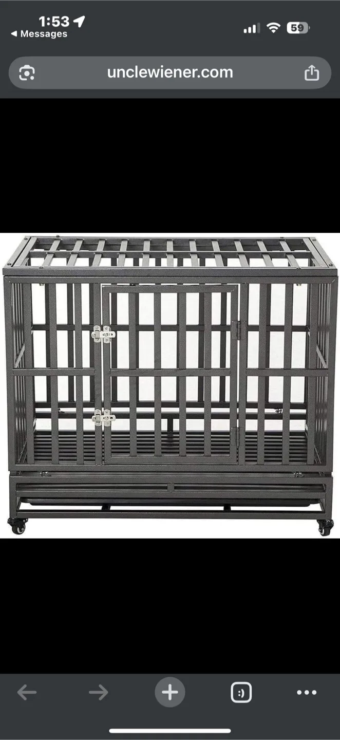 Black Metal Dog Crate with Wheels - 47.2" x 30.7" x 35" image indicator(3)
