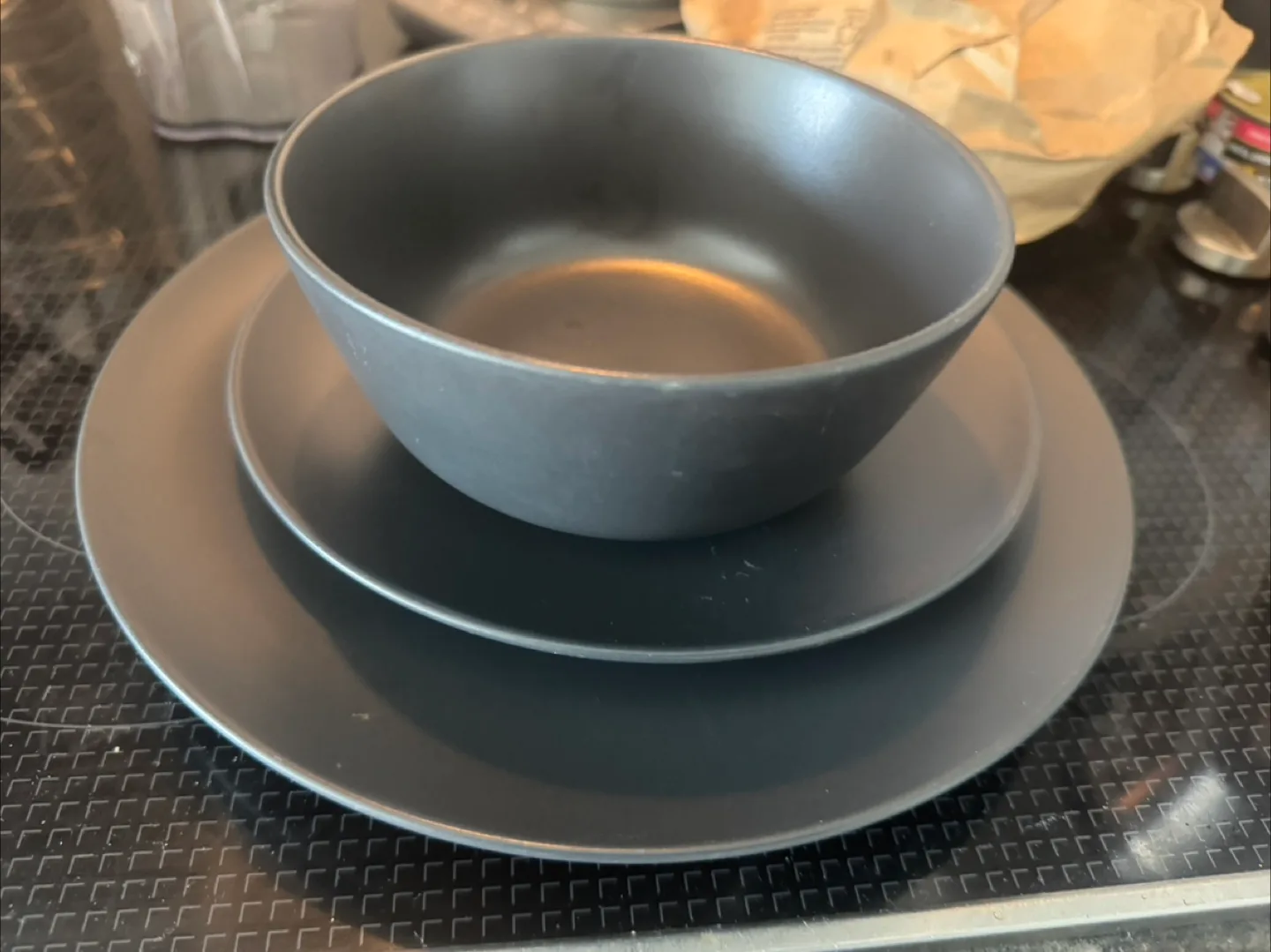 Bowl and Plates Set - Dark Grey thumbnail