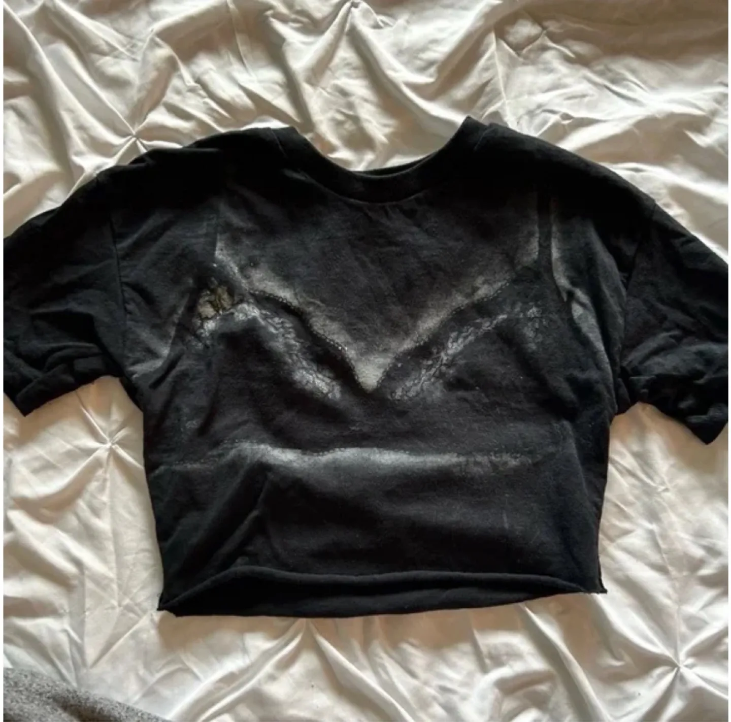 Black Bleach Pattern Crop Top thumbnail