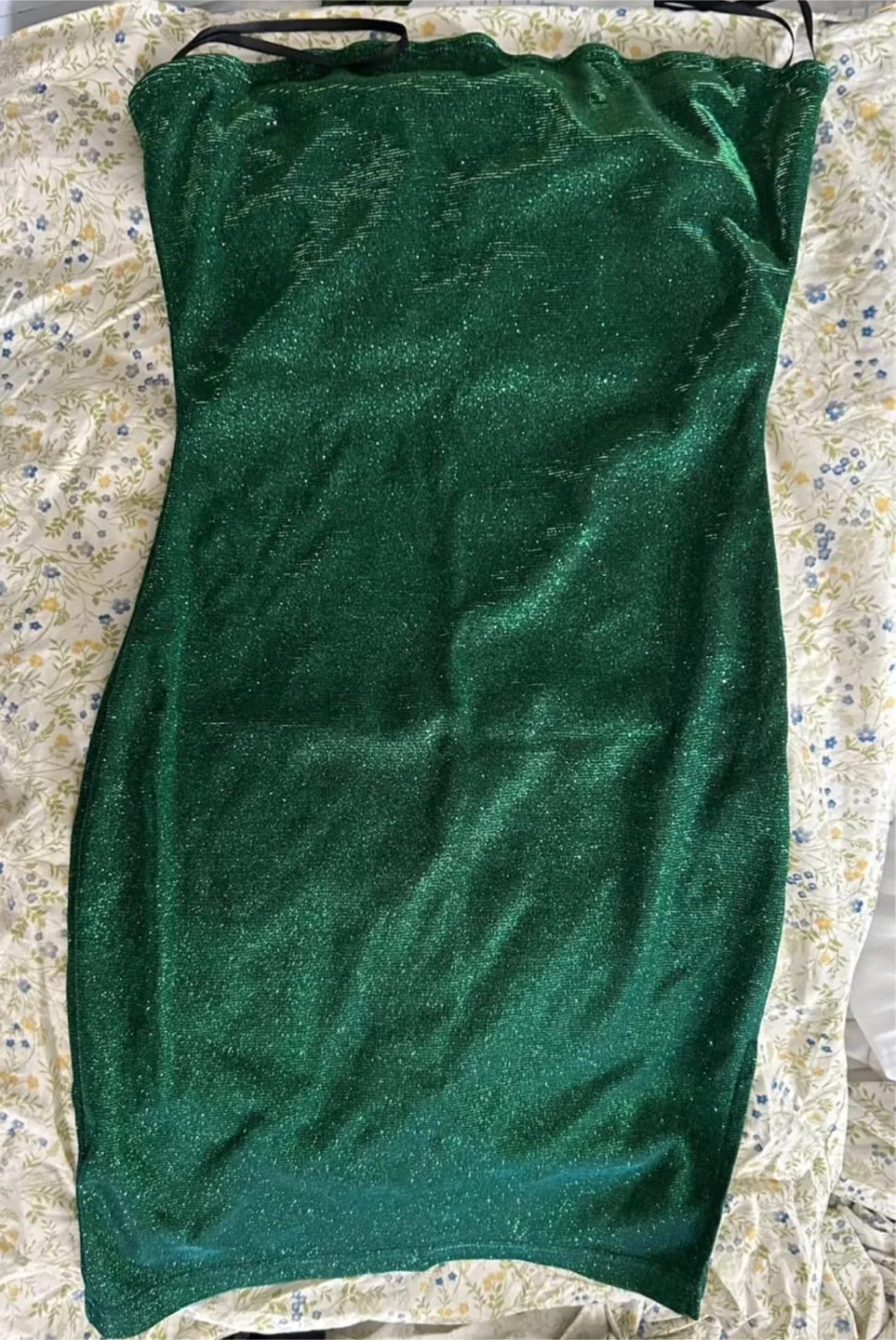 Shein Emerald Green Glitter Mini Dress - XS thumbnail