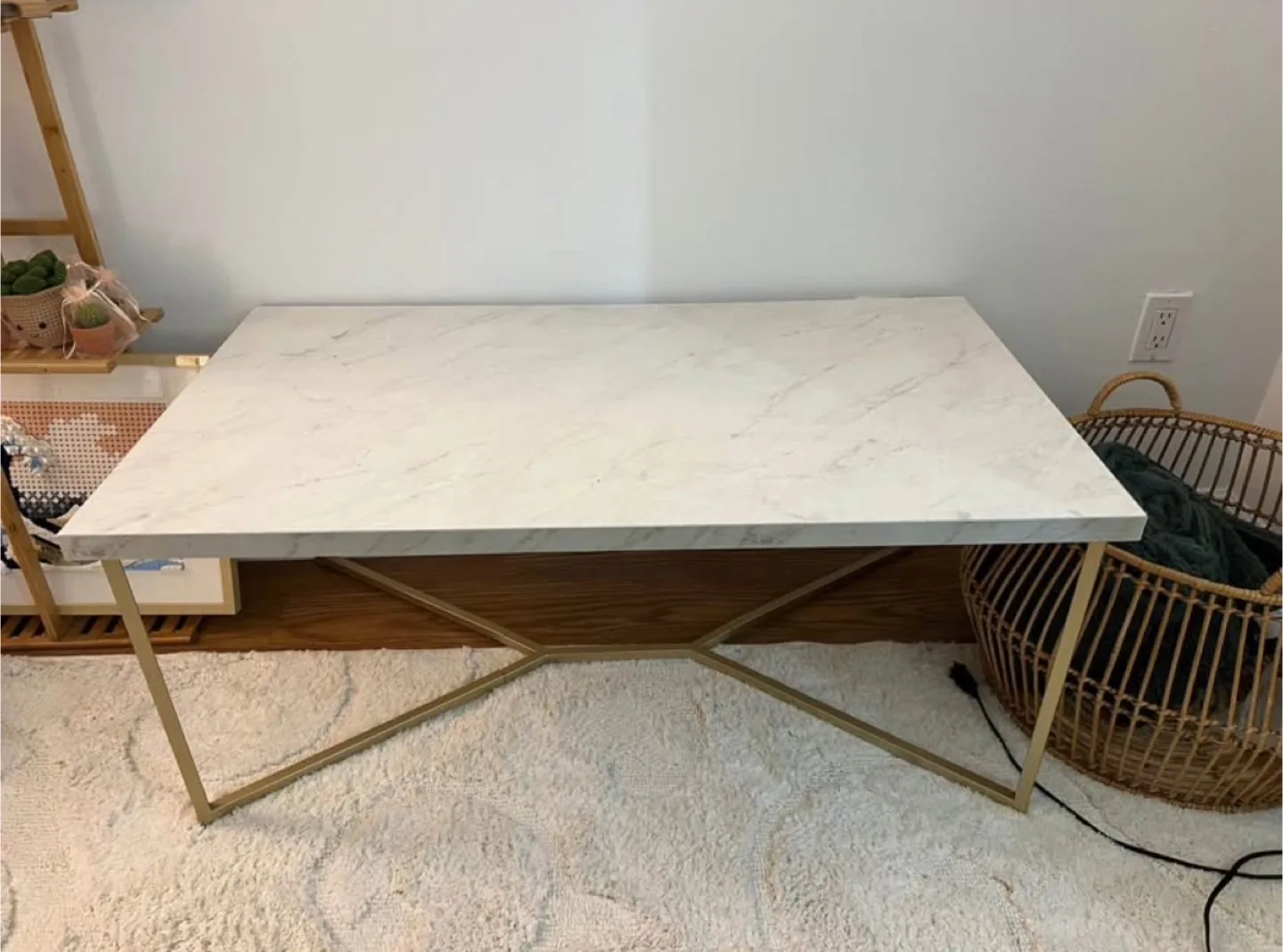 Marble Veneer Top Gold Leg Coffee Table thumbnail