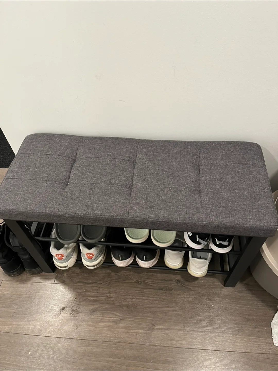 Grey Upholstered Shoe Bench thumbnail