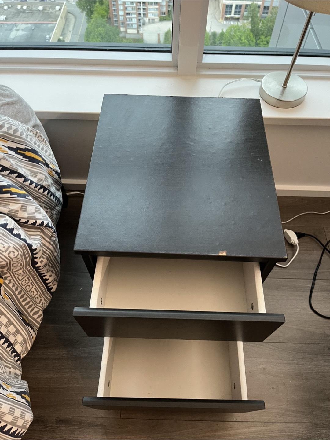 Ikea Black-Brown Nightstand with 2 Drawers - photo 2