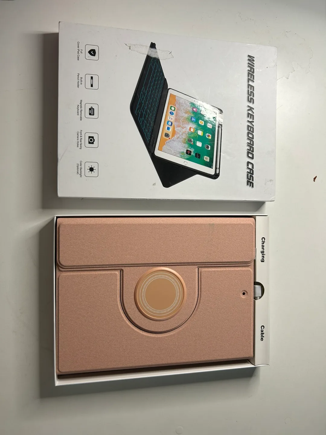 Wireless Keyboard Case - White & Pink thumbnail