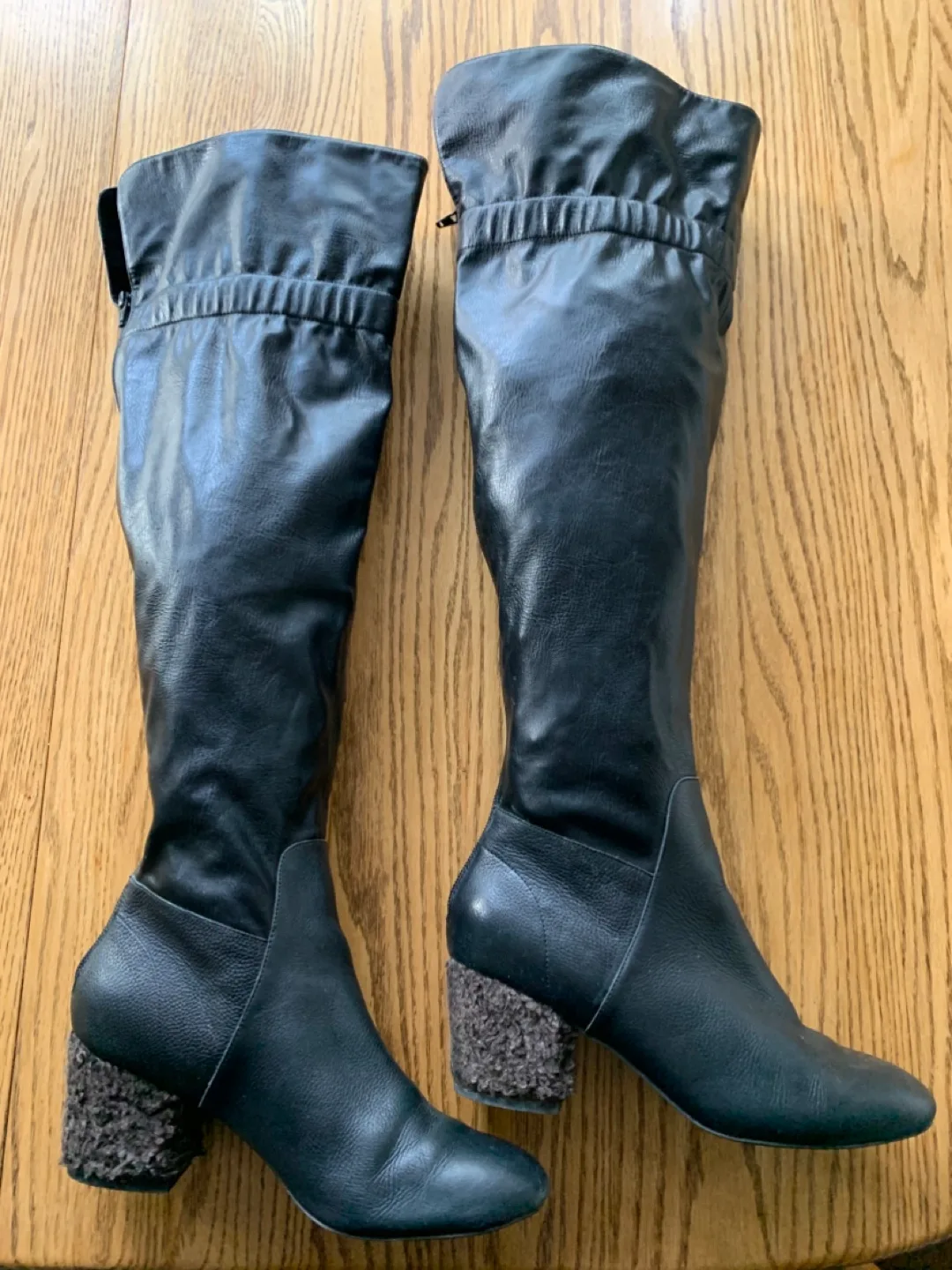 Black Leather Knee-High Boots size 9 thumbnail