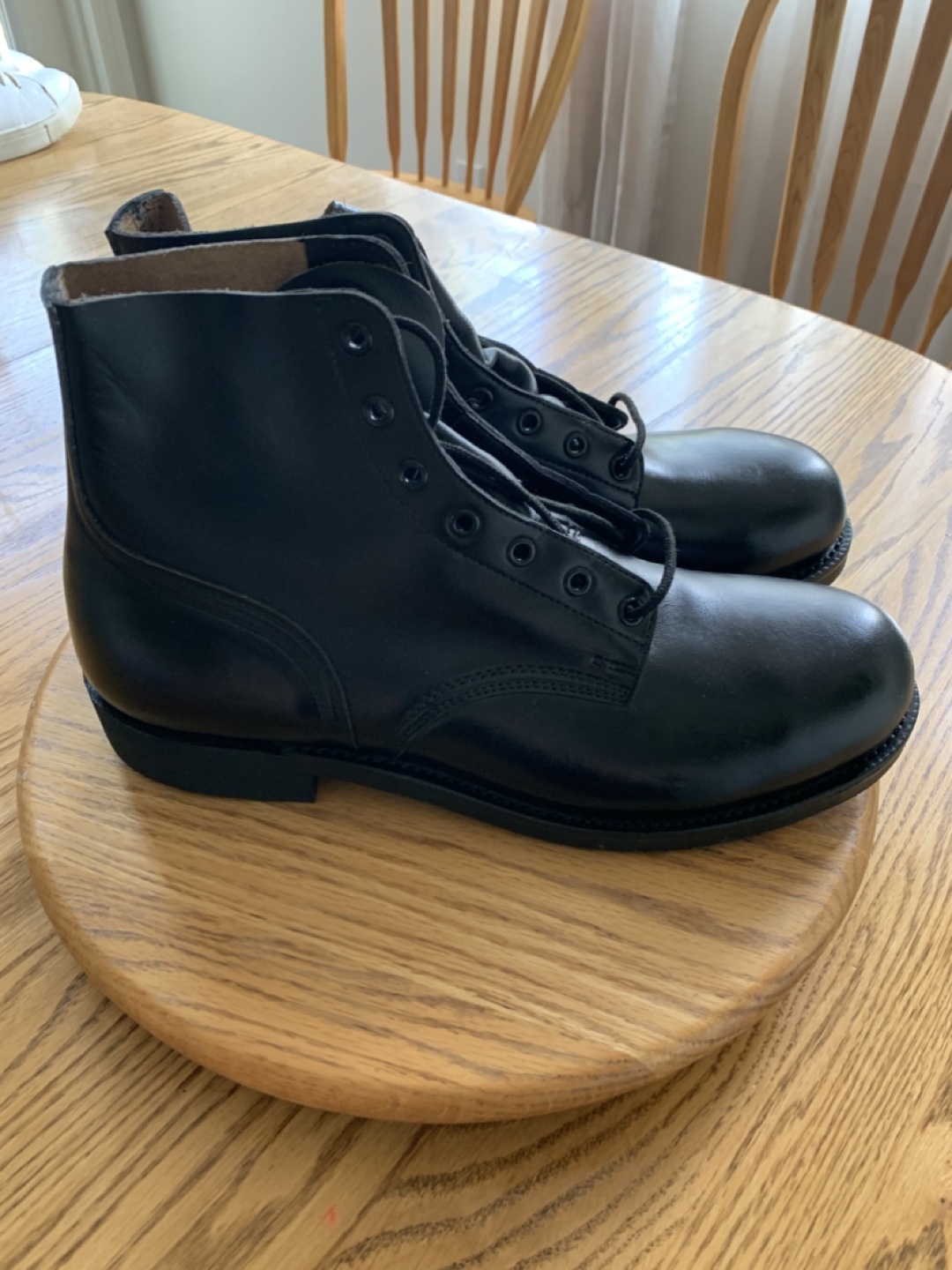 Black Leather Ankle Boots, Size 10.5