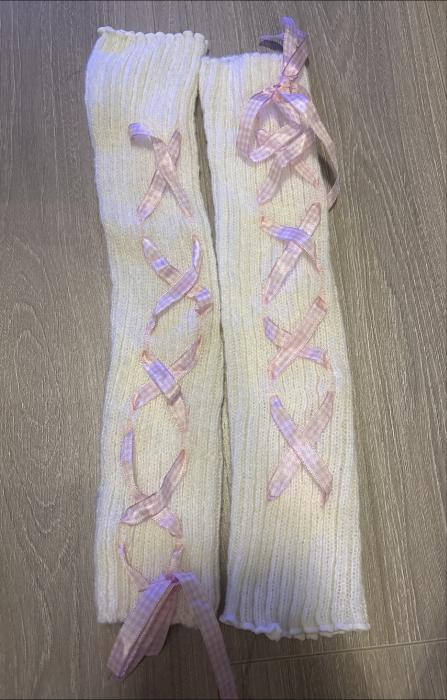 Leg Warmers with Pink Ribbon Detail - photo 2