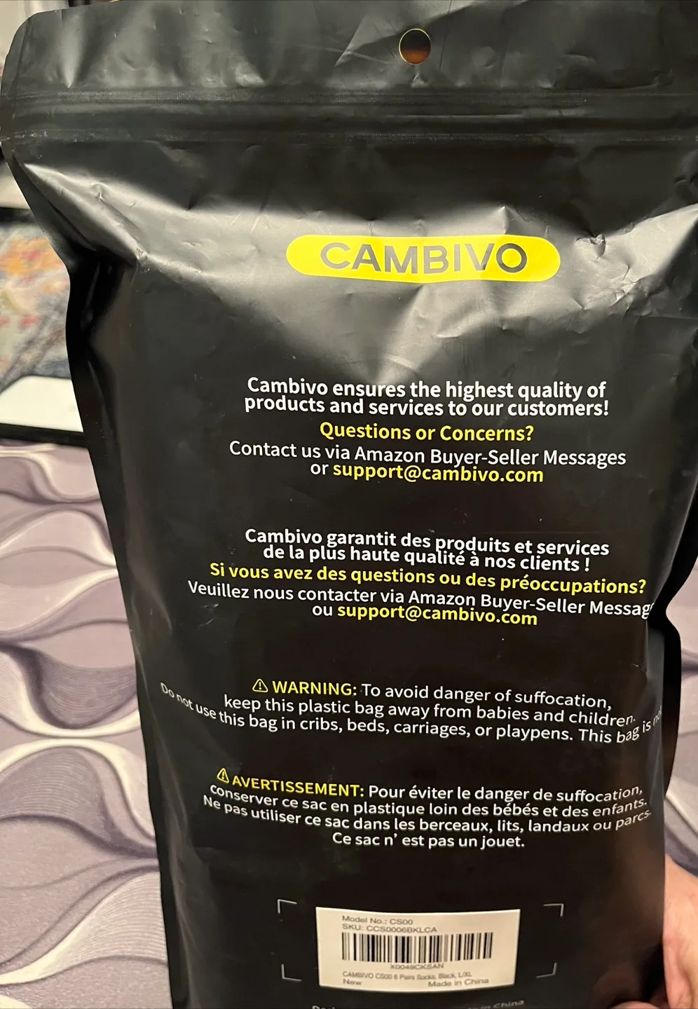 New Cambivo 6 Pairs Black Socks L/XL image indicator(4)