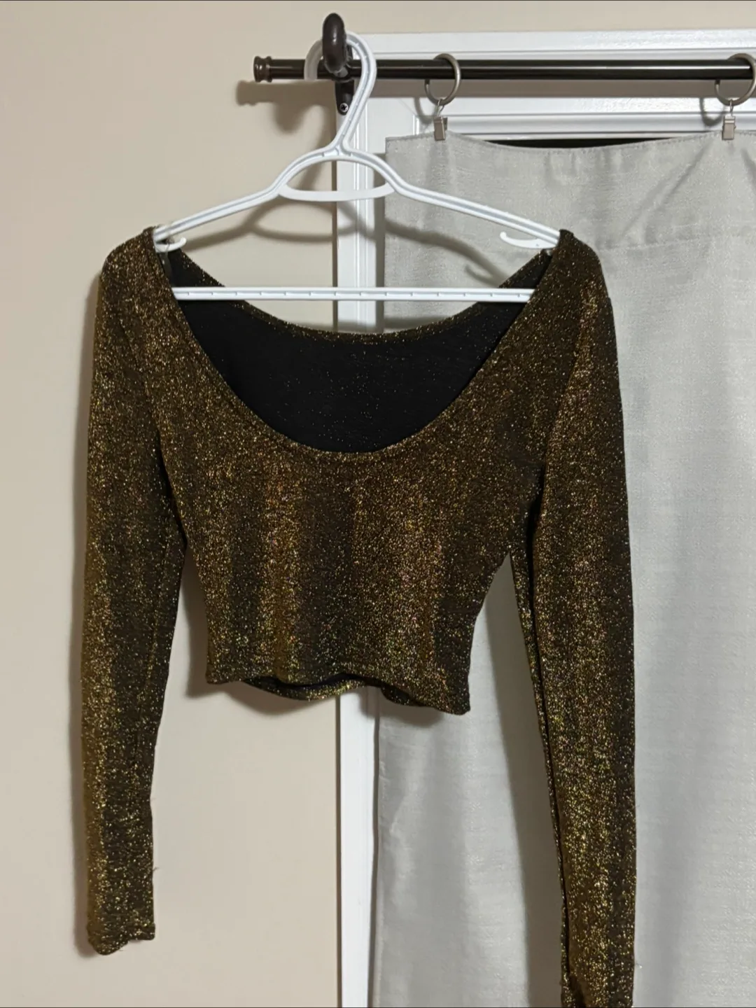 Gold Shimmery and Sparkly Crop Top thumbnail
