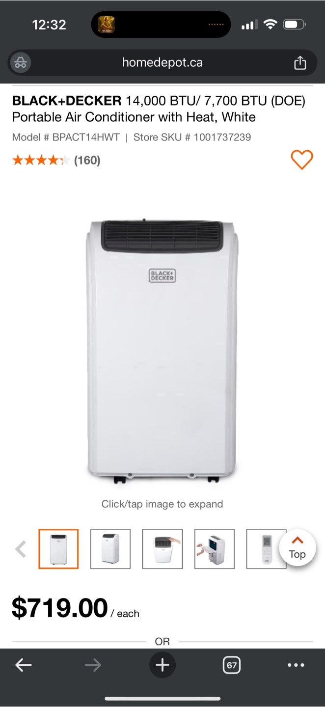 BNIB BLACK+DECKER 14,000 BTU Portable Air Conditioner + Heater