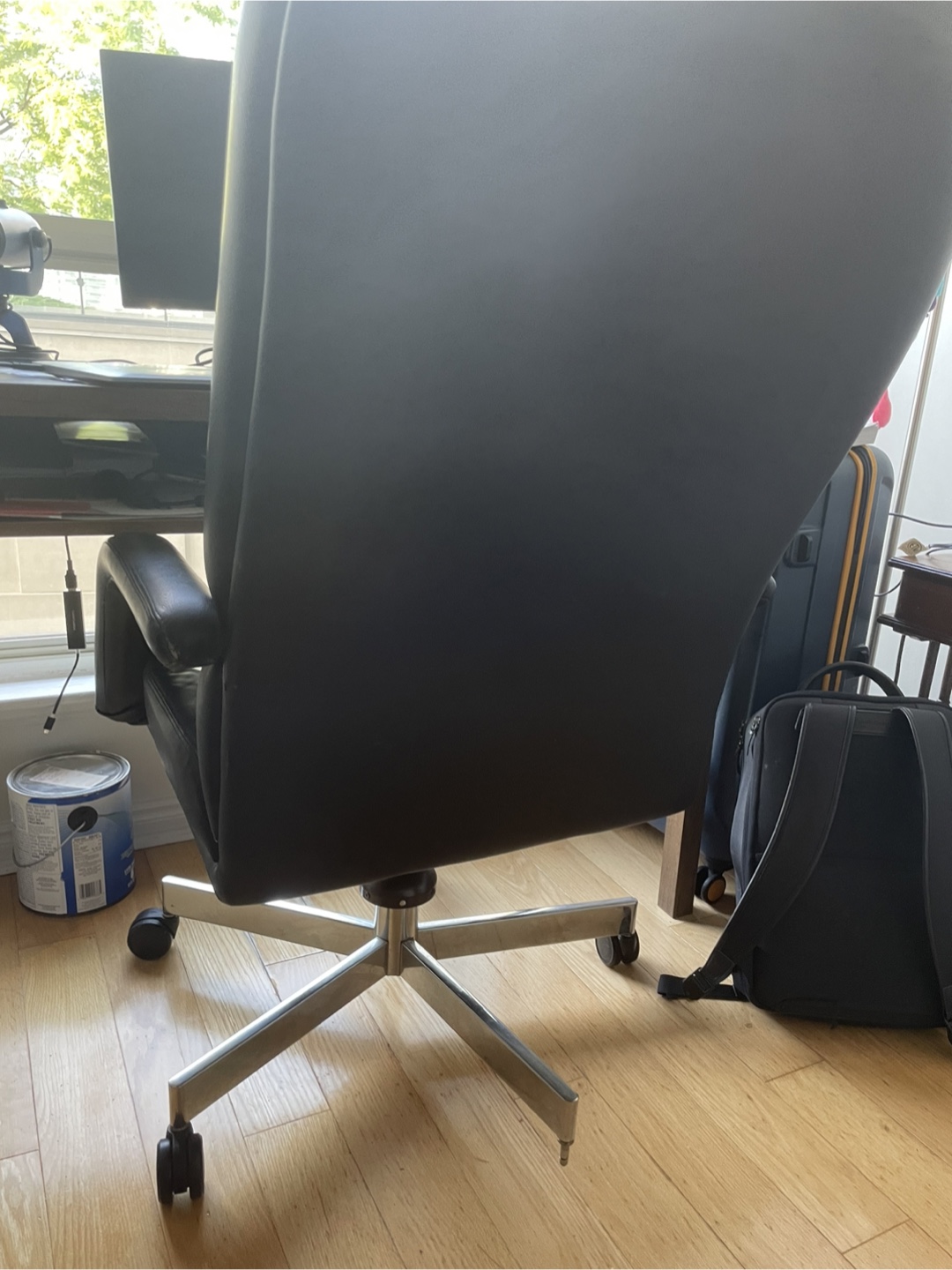 Vintage Black Leather Office Chair - photo 4