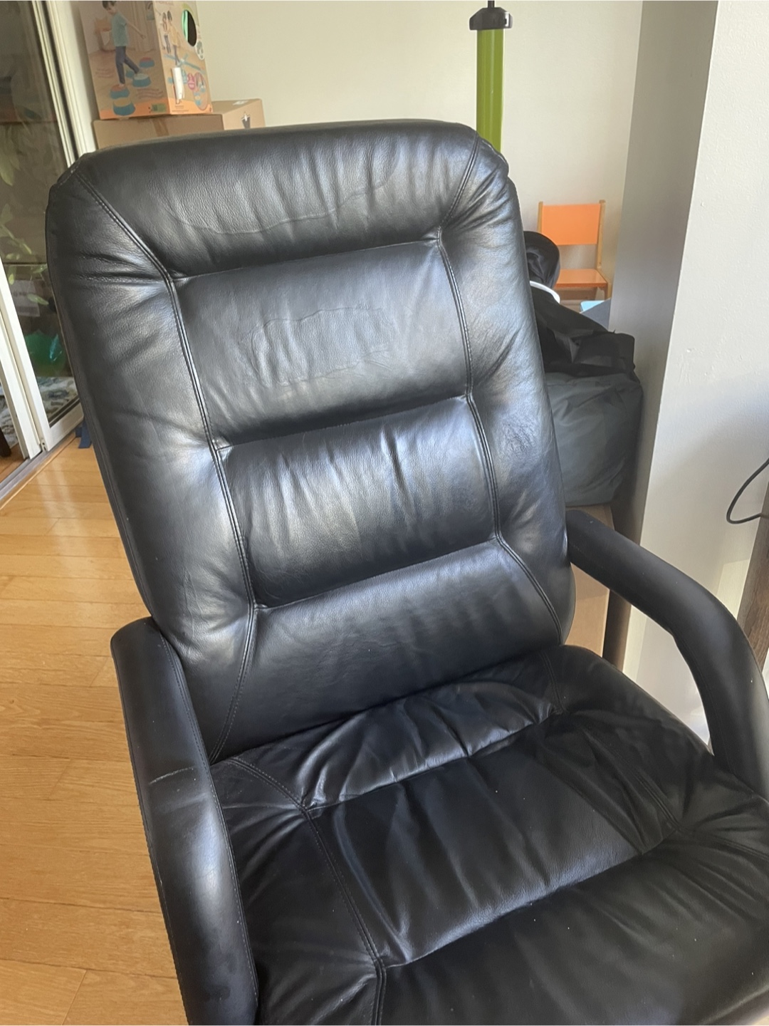 Vintage Black Leather Office Chair - photo 2