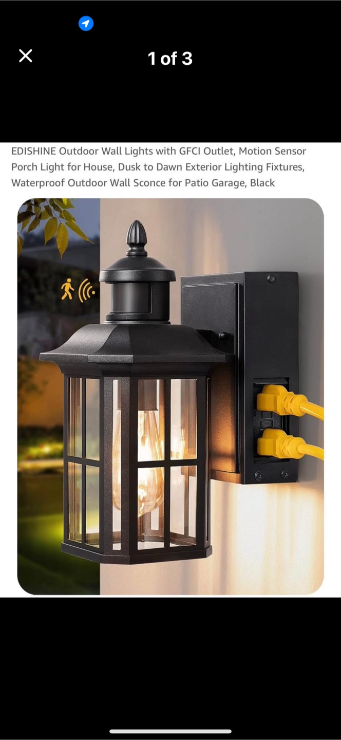APOTO Outdoor Wall Light with GFCI Outlet