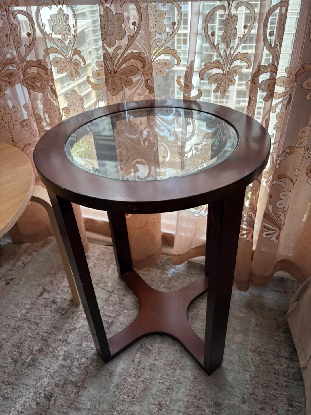 Round Glass Top Side Table, 18x25 inches thumbnail