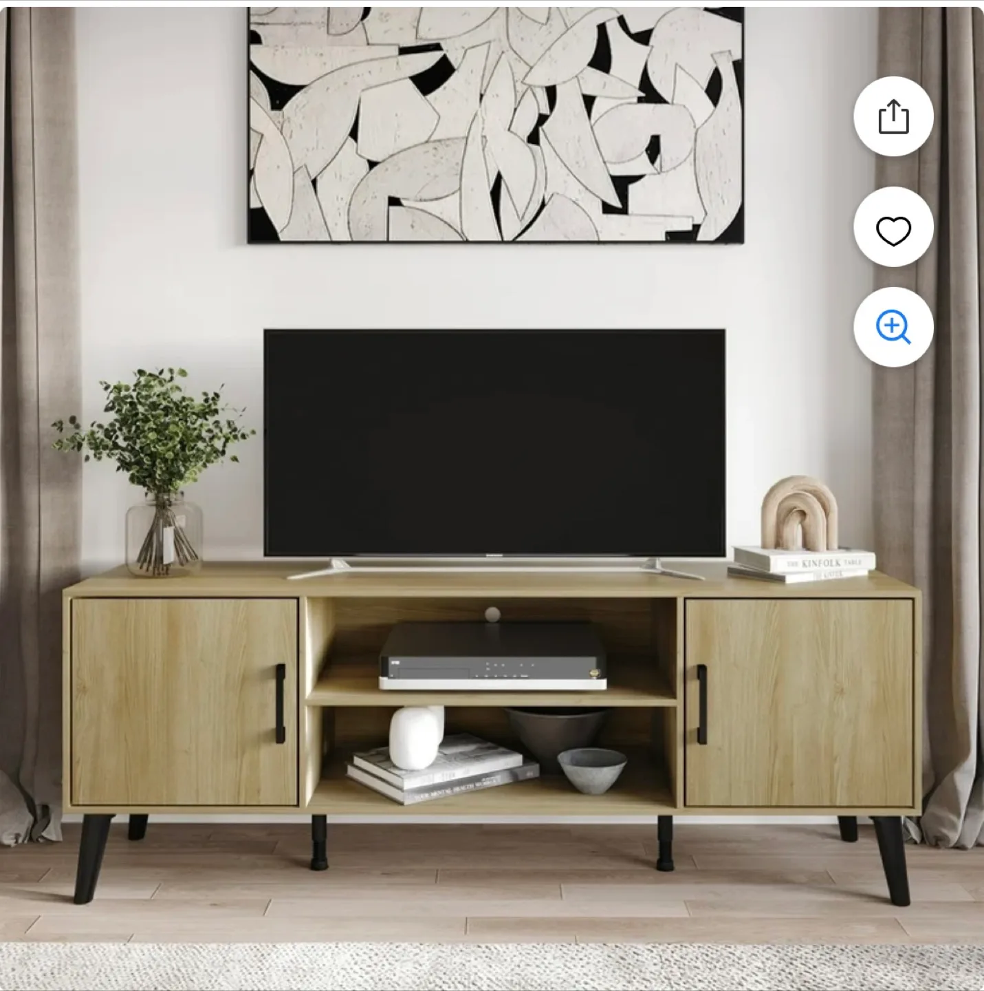 Wood Grain TV Stand with Storage thumbnail