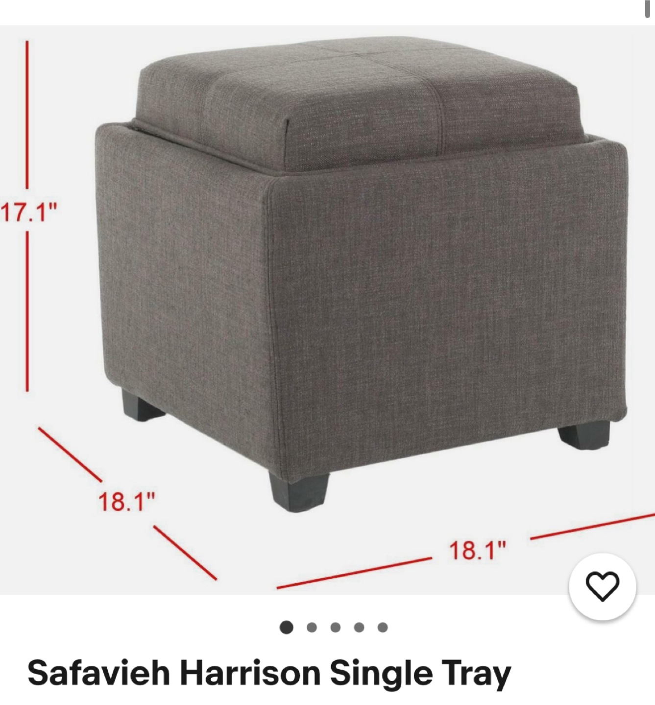 Safavieh Harrison Dark Grey Linen Tray Ottomans (2)