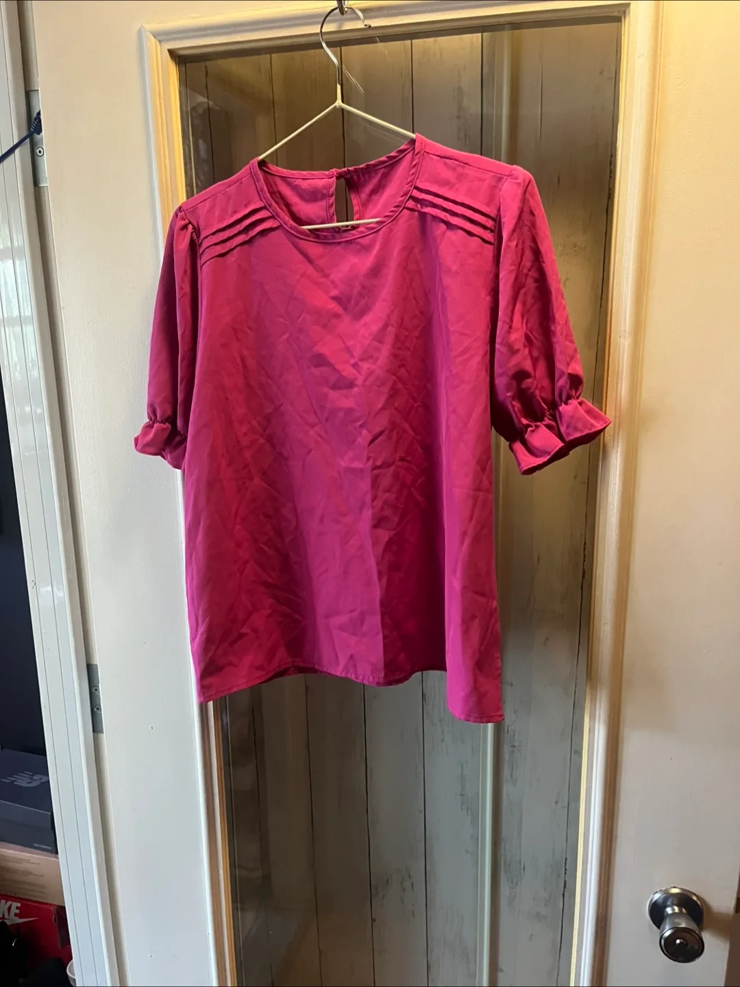 Pink Puff Sleeve Blouse - Size m thumbnail