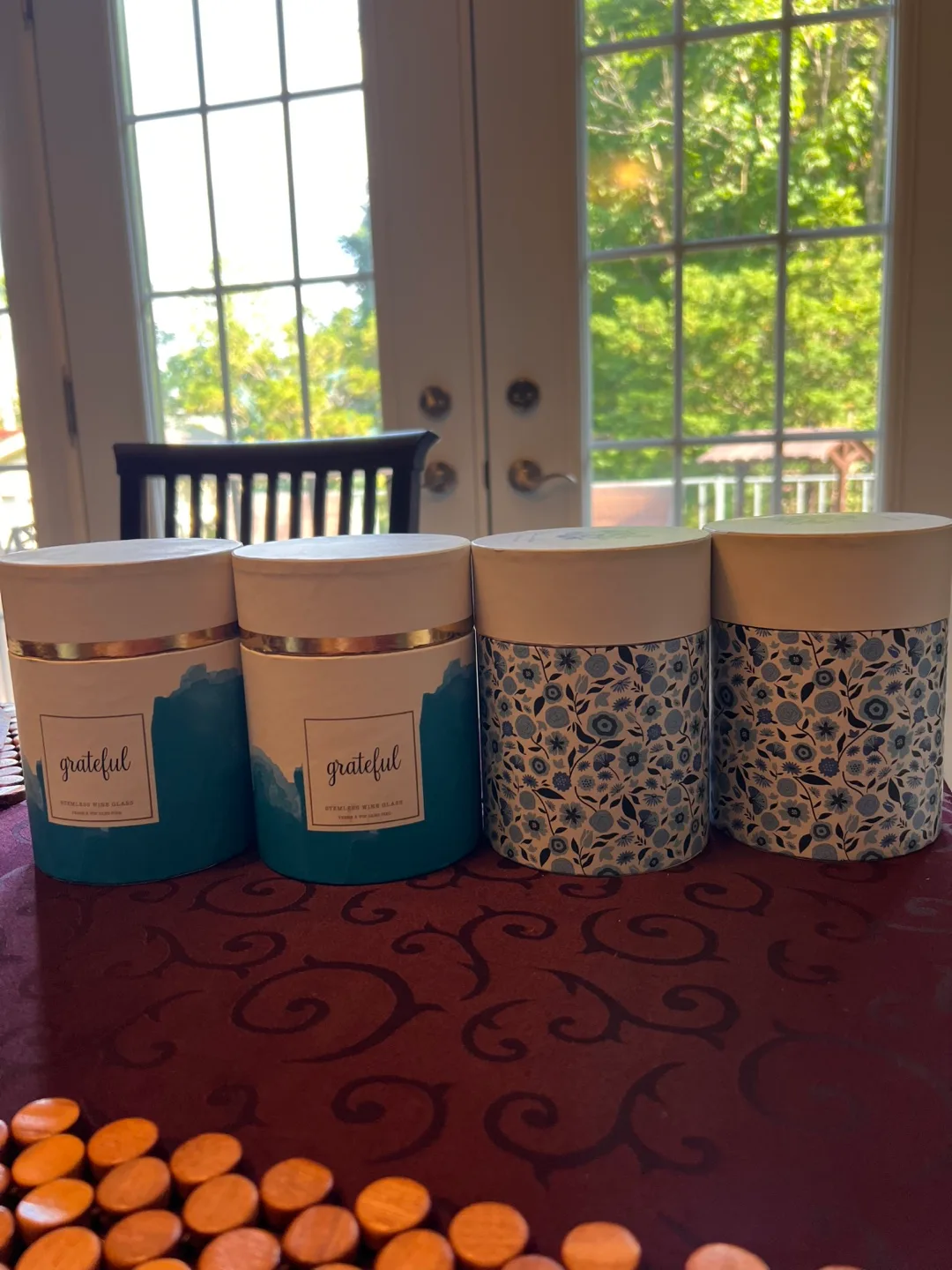 Set of 4 Stemless Painted Wine Glasses image indicator(5)