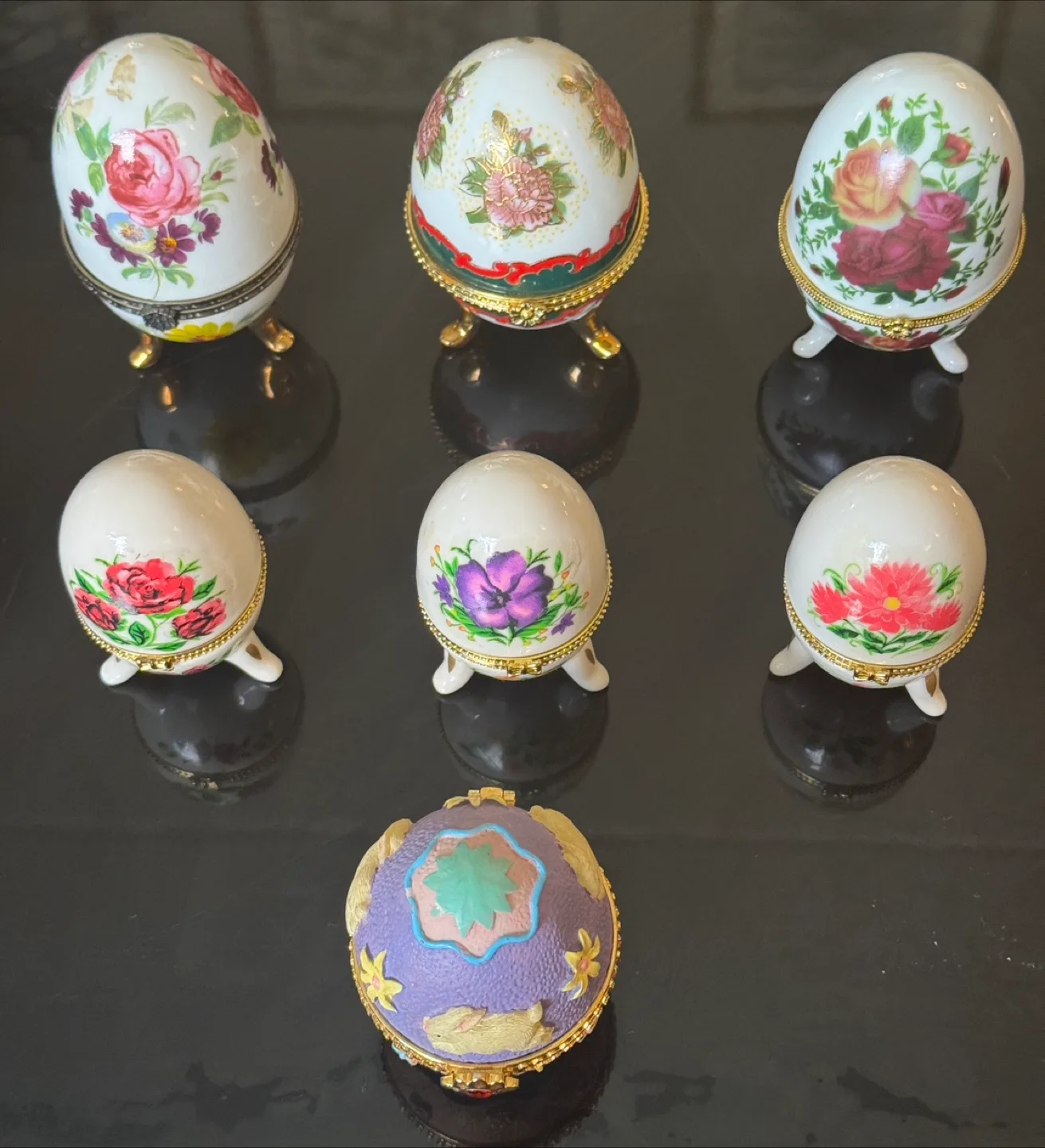 Faberge style Egg Trinket Boxes - Set of 7 thumbnail