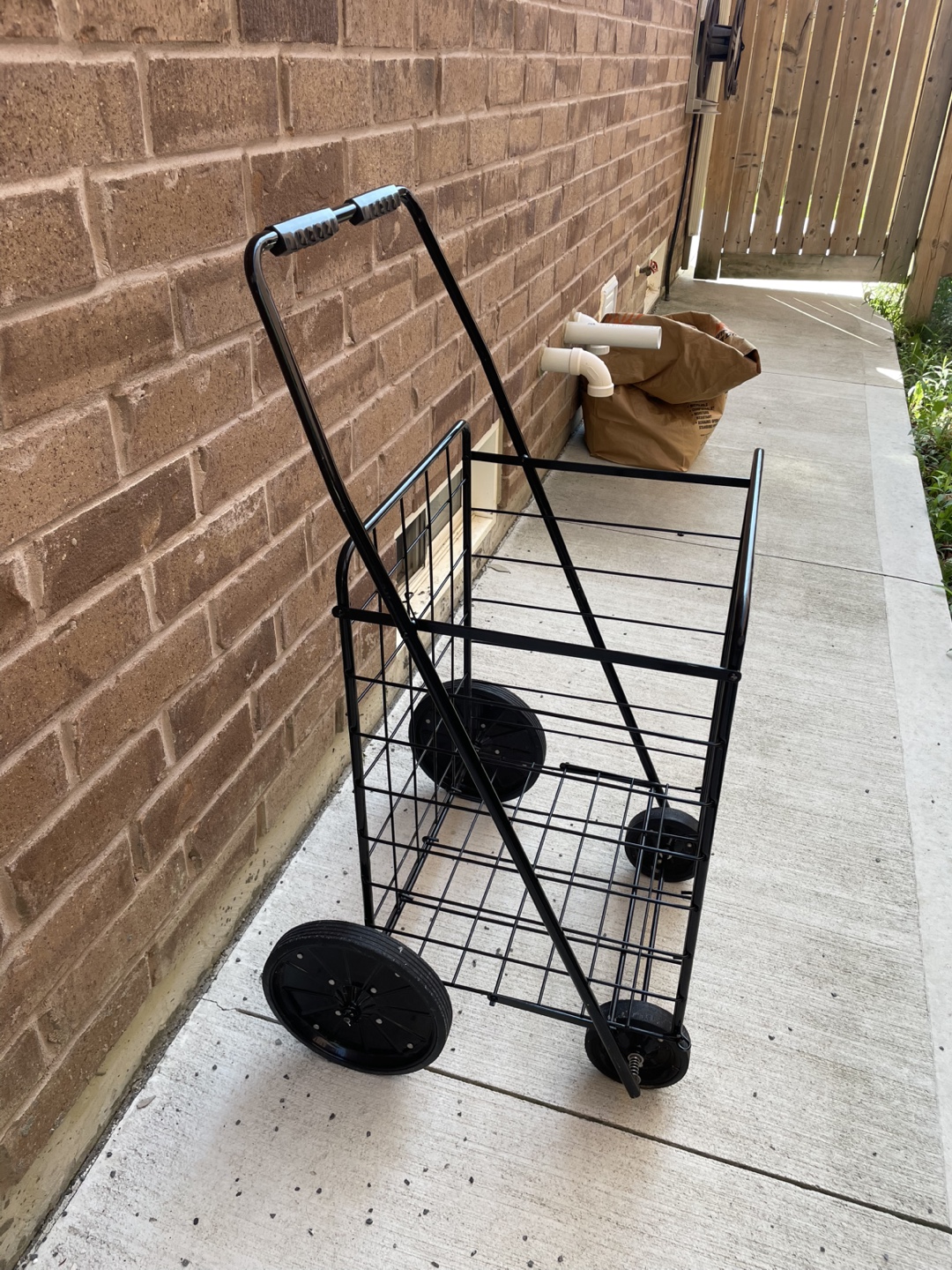 Folding Shopping Cart on Wheels - Black