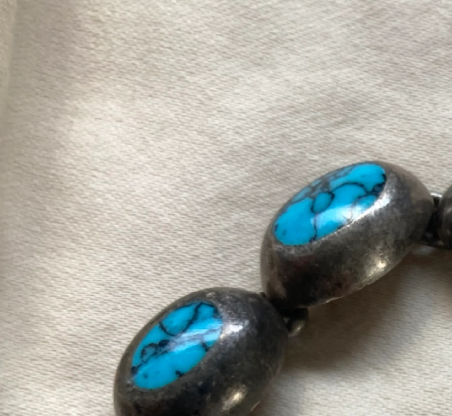 heavy silver and turquoise bracelet image indicator(2)