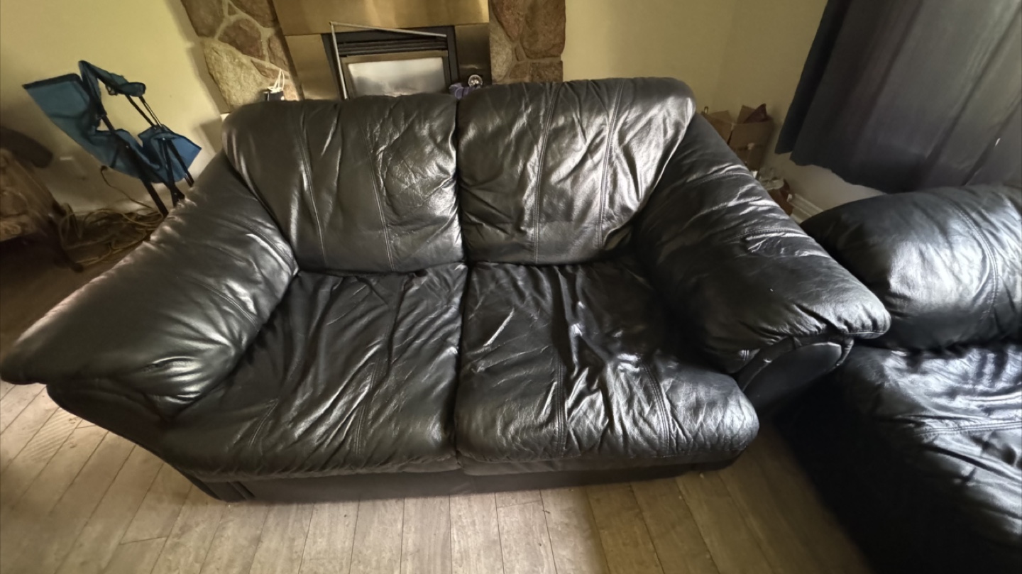 Black Leather Loveseat Sofa