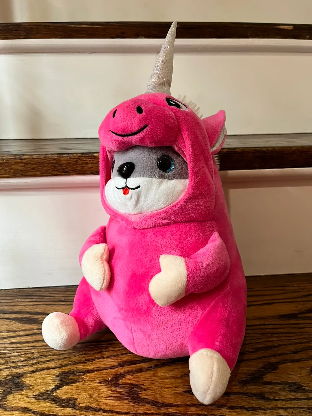 Puppy in a Pink Unicorn Costume Stuffed Animal thumbnail