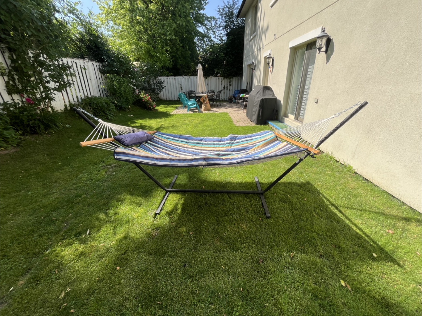 Striped Hammock with Stand