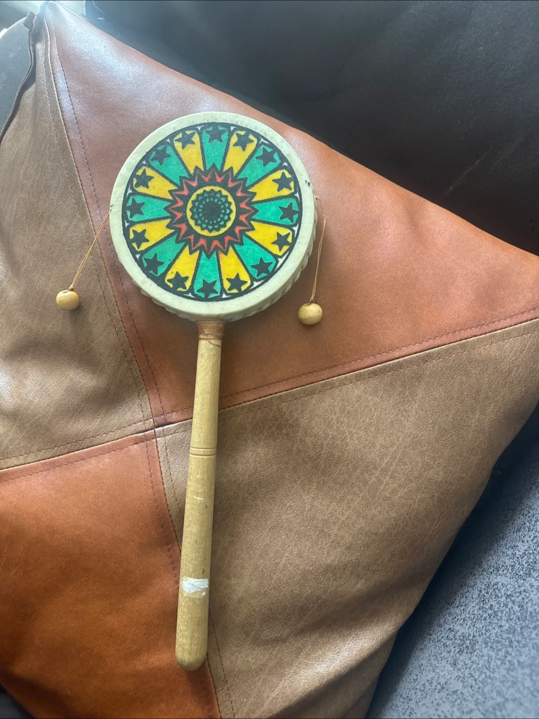 Vintage Wooden Pellet Drum Rattle Toy thumbnail