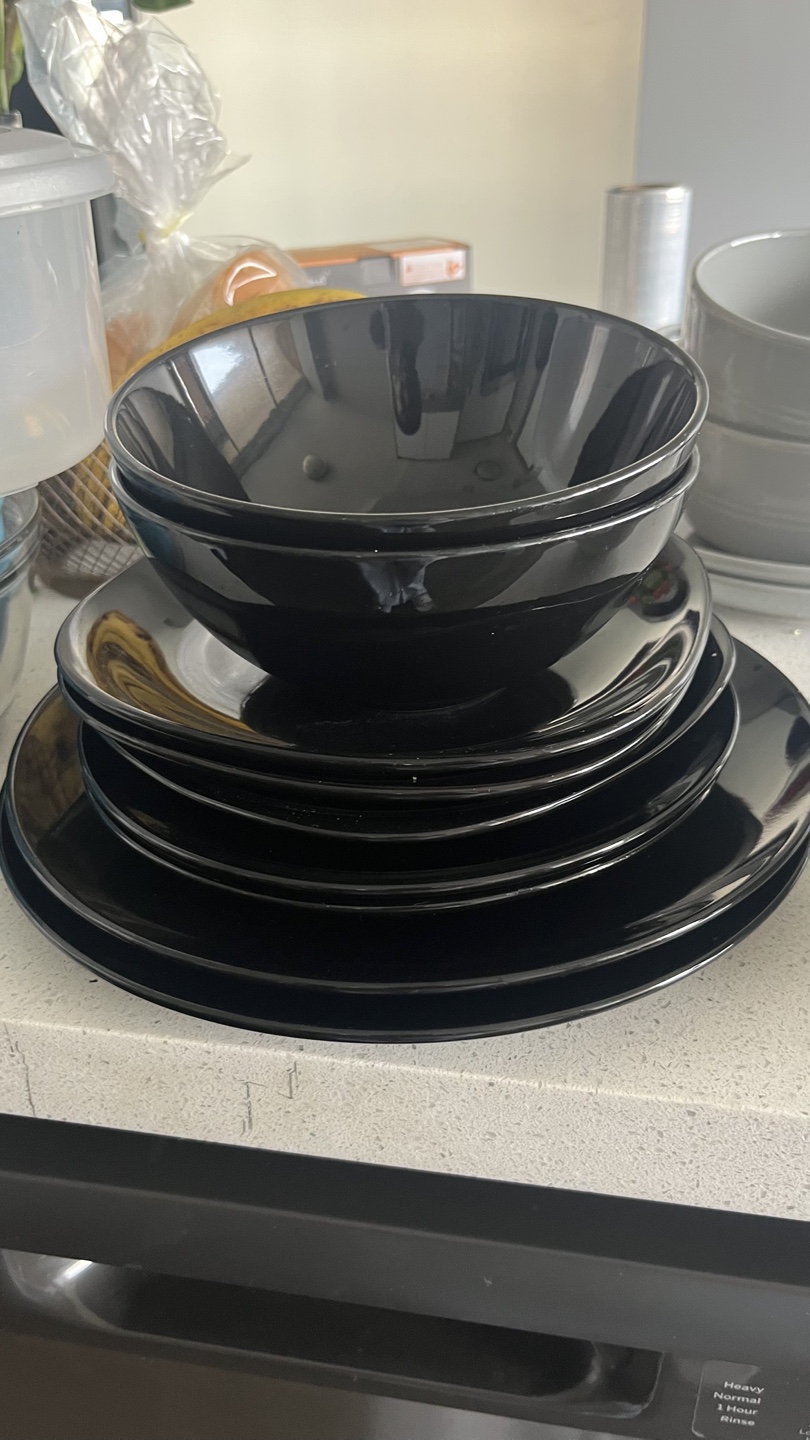Black Dinnerware Set - Bowls & Plates