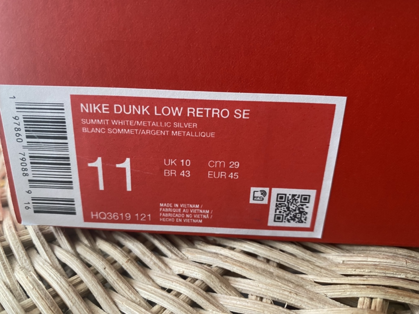 Nike Dunk Low Retro SE White/Silver, US 11 (New) - photo 5