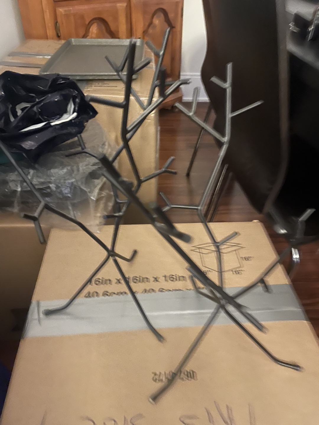 MOVING SALE- set of Two Metal jewelry Tree stand