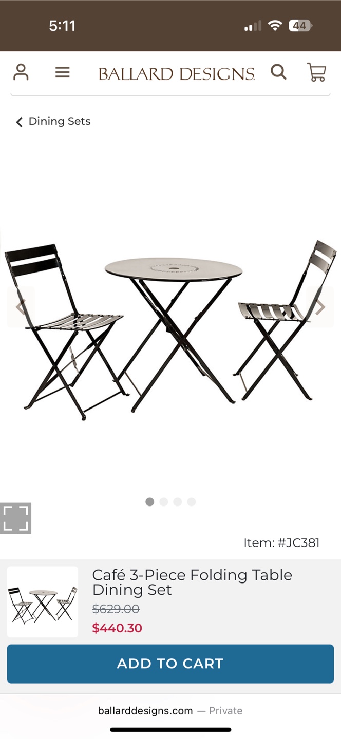 Ballard Designs Café 3-Piece Folding Dining Set - photo 4