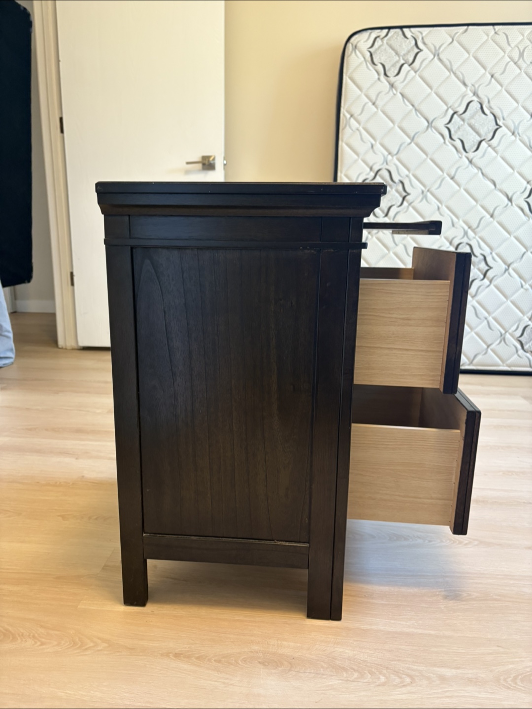 Dark Wood Two-Drawer Nightstand - photo 2