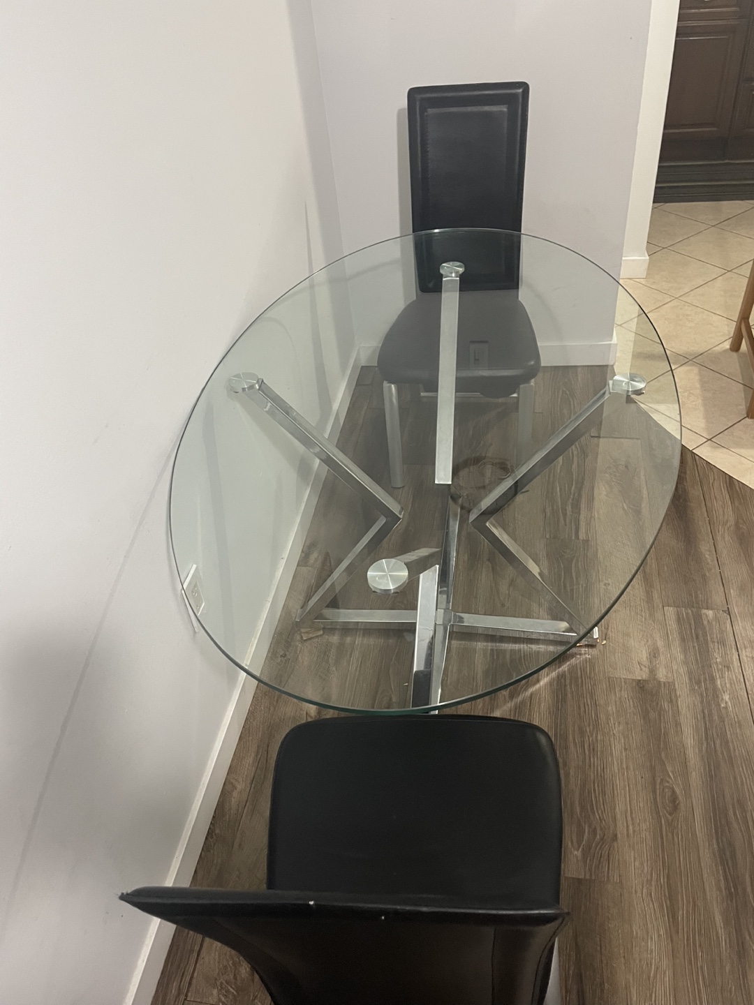 Glass Top Round Dining Table with 2 Chairs (moving out sale) - photo 3