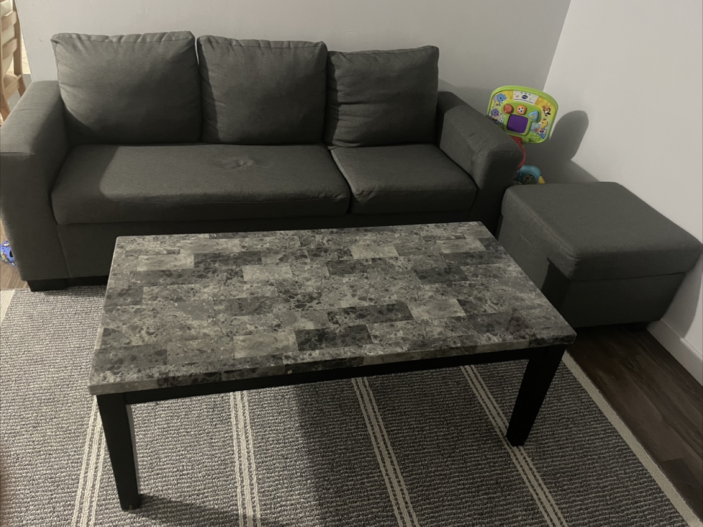 Grey Sofa with Ottoman and Coffee Table (moving out sale) - photo 2