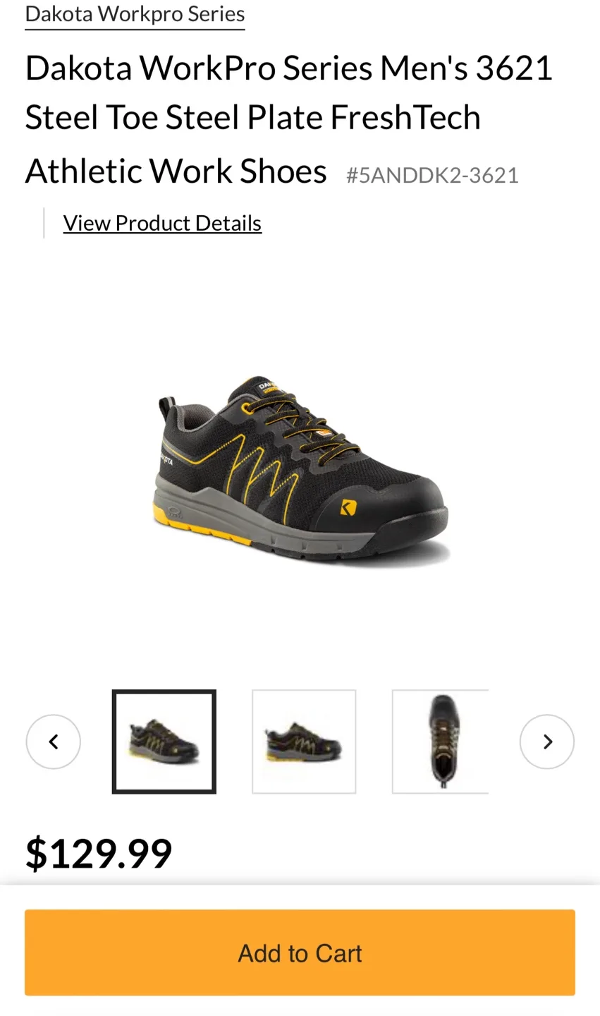 Dakota WorkPro Series Steel Toe Work Shoes - Size 8 thumbnail