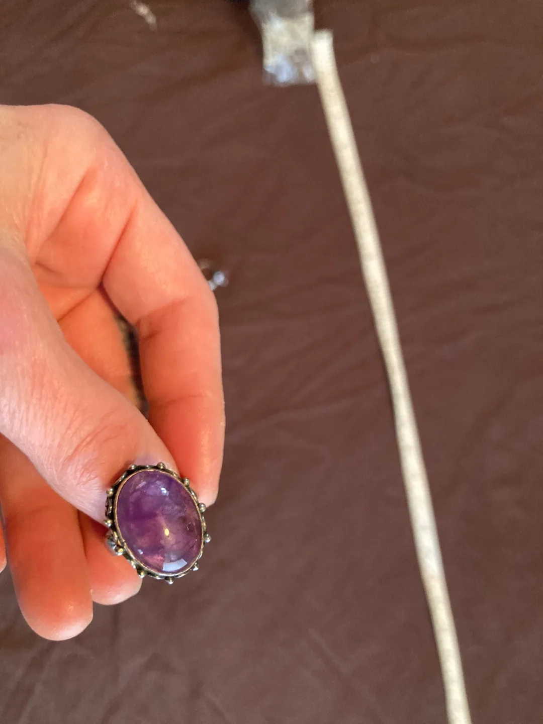 polished amethyst and sterling silver ring image indicator(4)