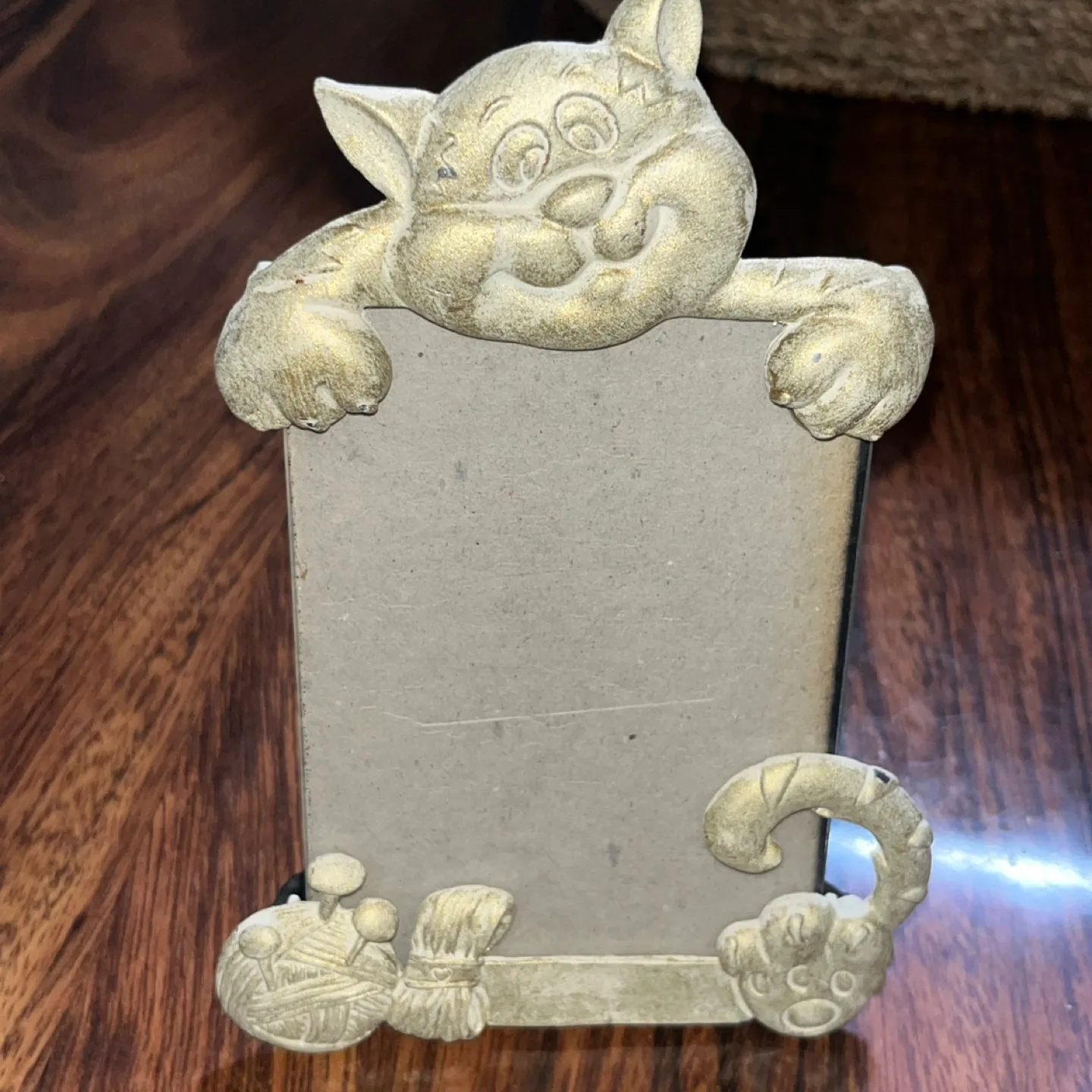 Cat shaped picture frame 1997 pewter kitty thumbnail