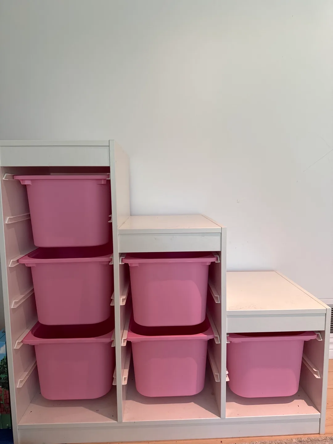 IKEA Trofast Frame with Pink Storage Boxes thumbnail