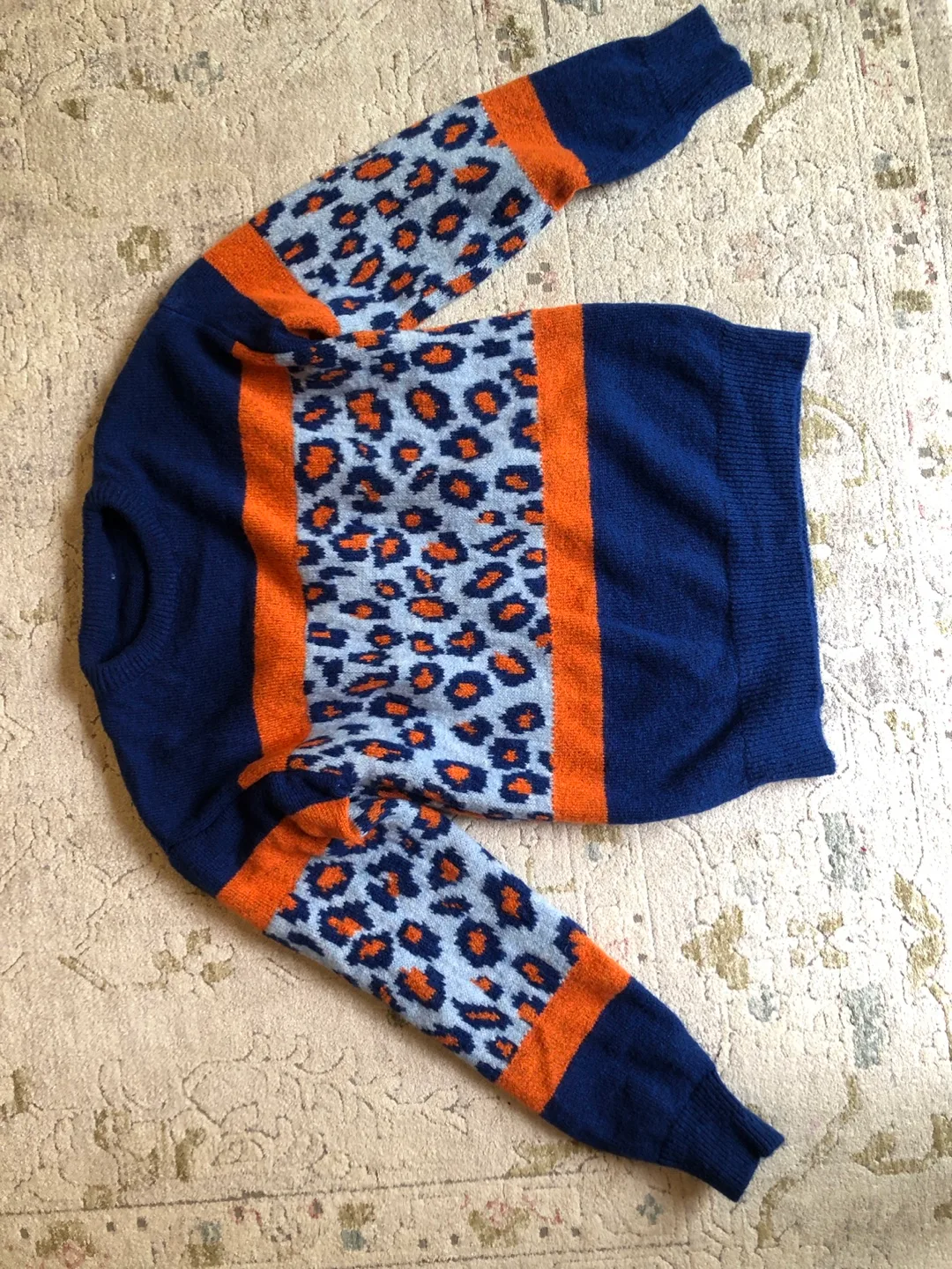 Leopard Print Sweater - Blue, Orange, Grey thumbnail