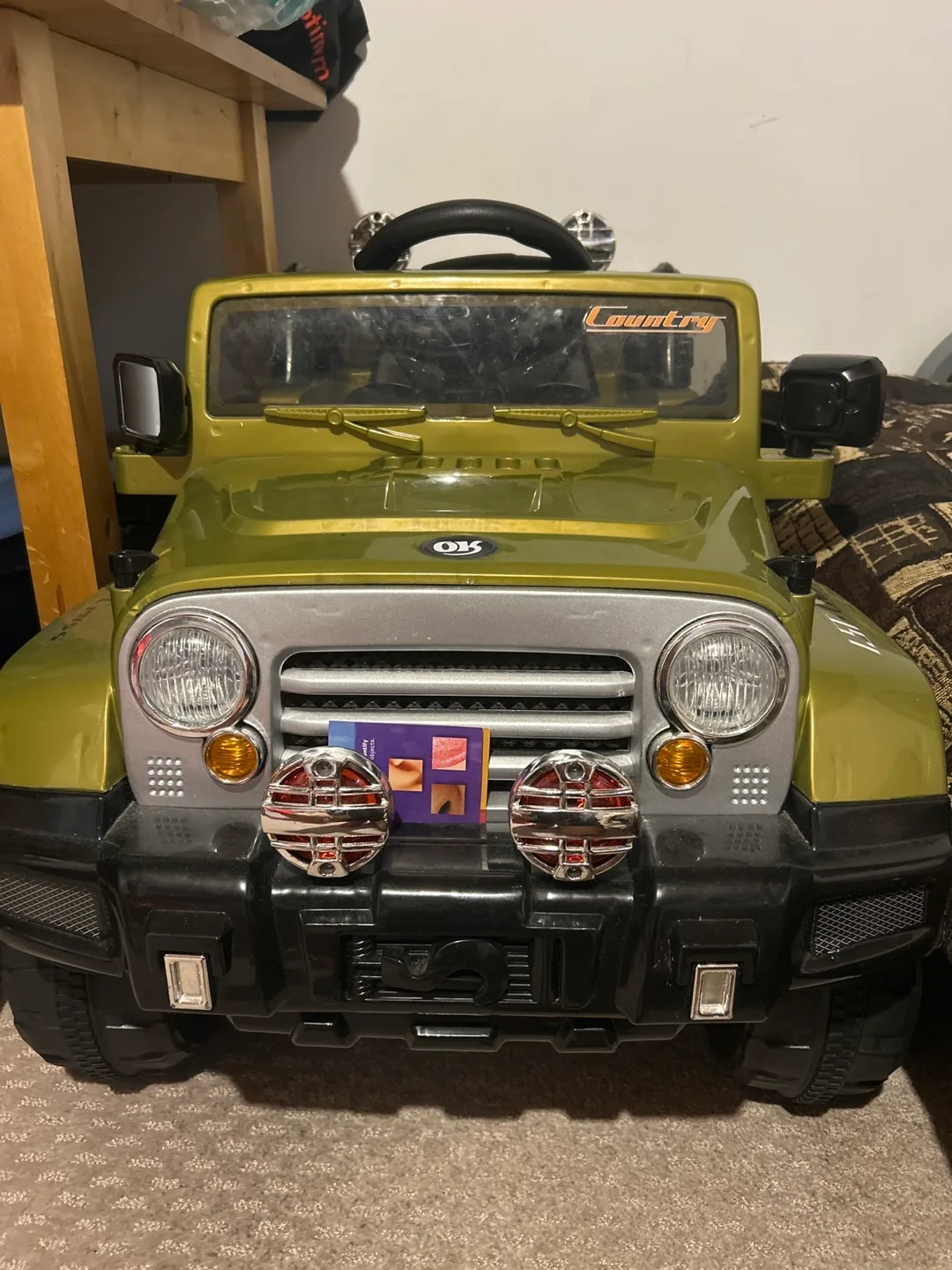 Kids Ride-On Country Jeep - Olive Green