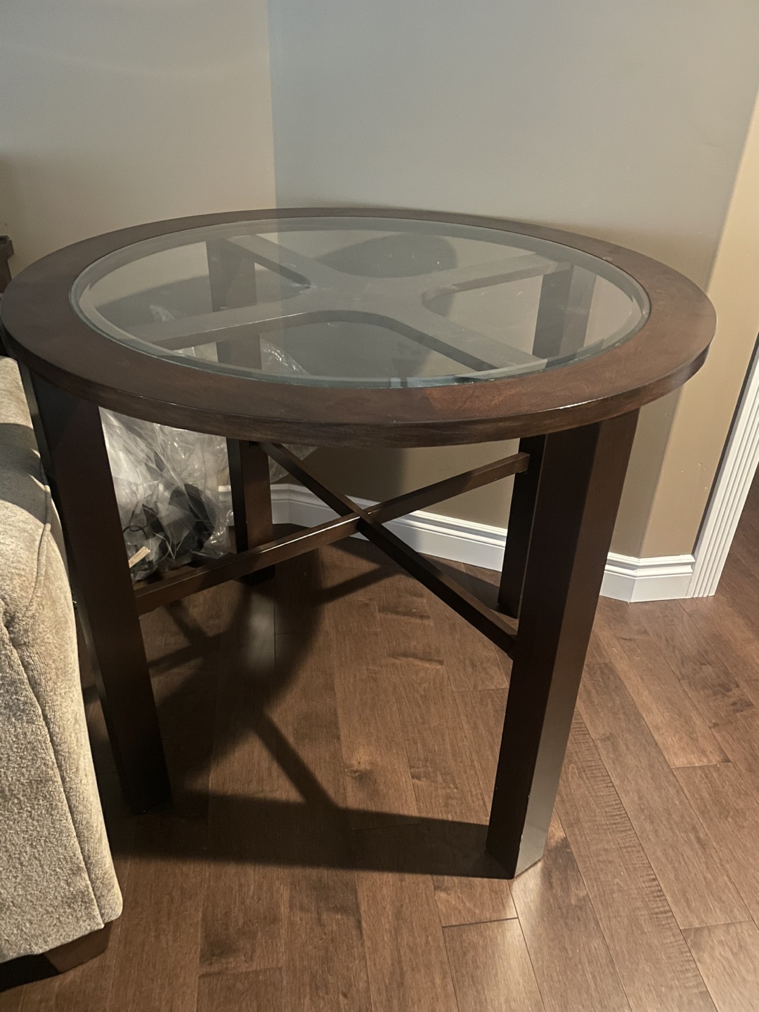 PICK UP ASAP - Round Glass Top Table